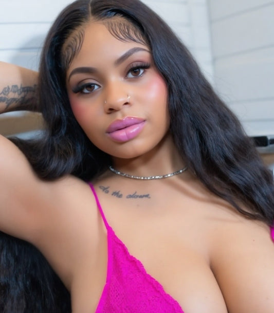 Black Straight Closure Lace Wig
